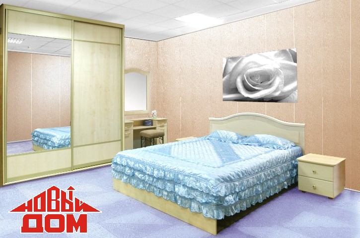 Спальня, мебель для спальни, кровать, тумбочки, комод, шкаф "Новый Дом"